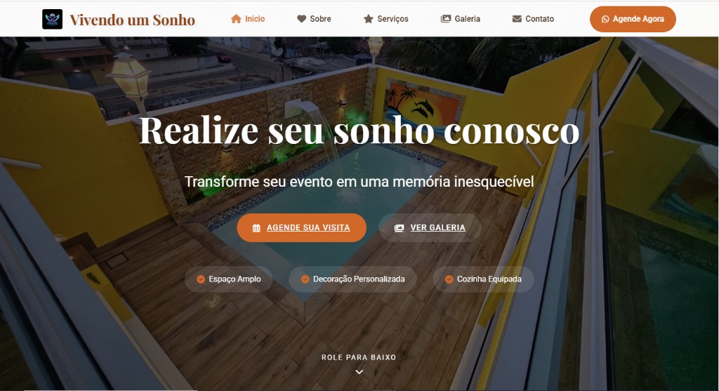Preview do site Vivendo um Sonho